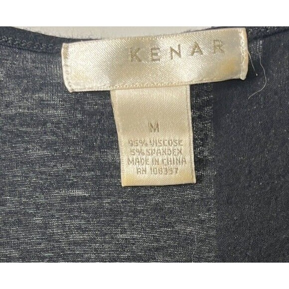 Kenar Black Y2K Tee Designer T-Shirt Medium Ruched Ruffle Short Sleeve V Neck‎ - Picture 3 of 3